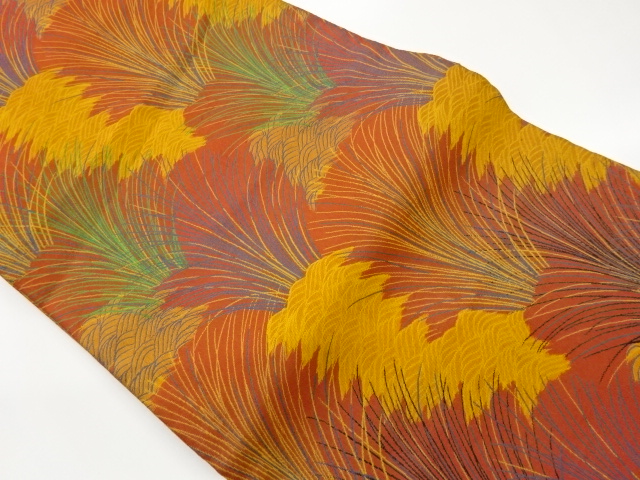 荒波に草模様織出し名古屋帯